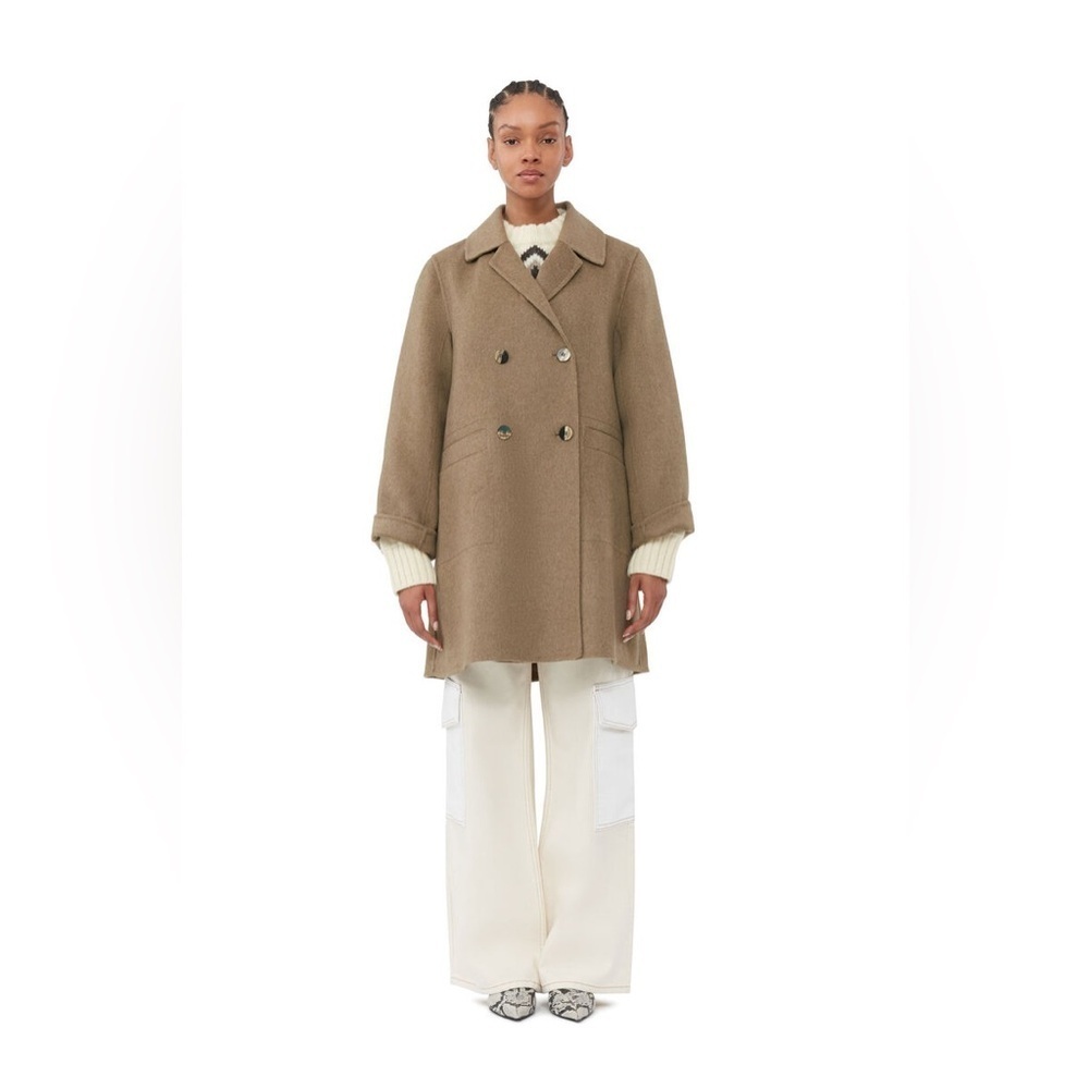 GANNI Double Breasted Brown Coat 34